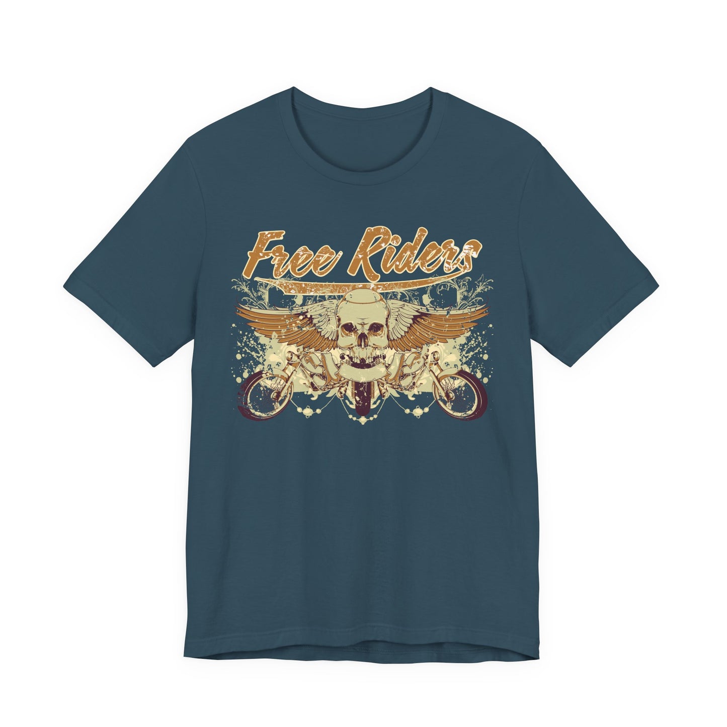 Free Riders Skull Motorcycle Tee Biker Graphic Art Design T-Shirt A-1
