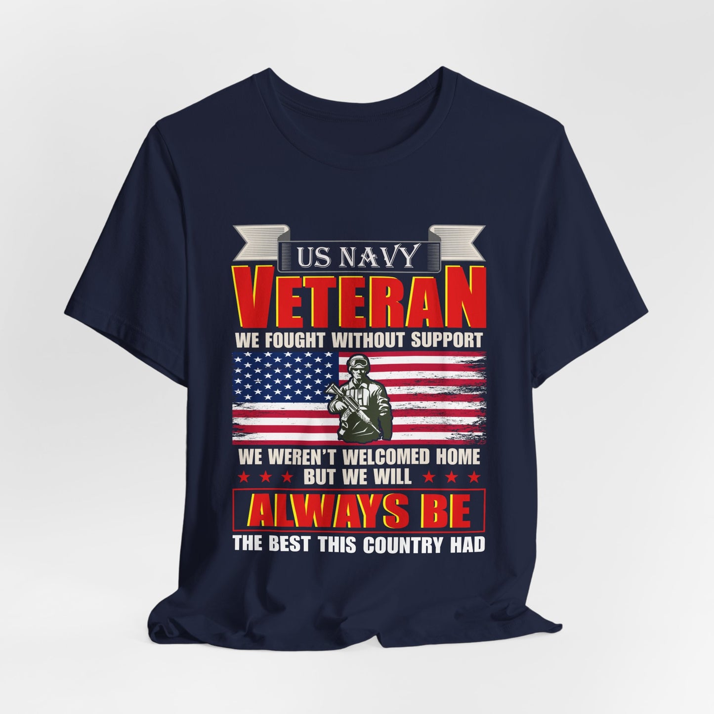 US Navy Veteran T-Shirt American Flag Soldier Graphic Patriotic Military Unisex Cotton v42