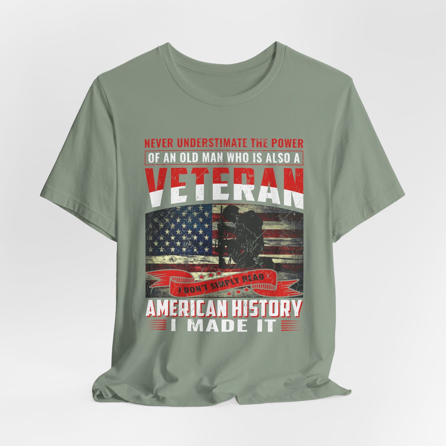 Veteran American flag T-Shirt I Made It Old Man Veteran Military Pride Unisex Cotton v32