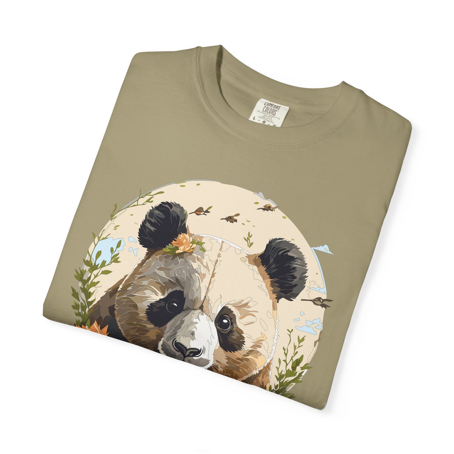 Panda Portrait T-Shirt Unisex Cotton Floral Meadow Circle Animal Art Tee p9