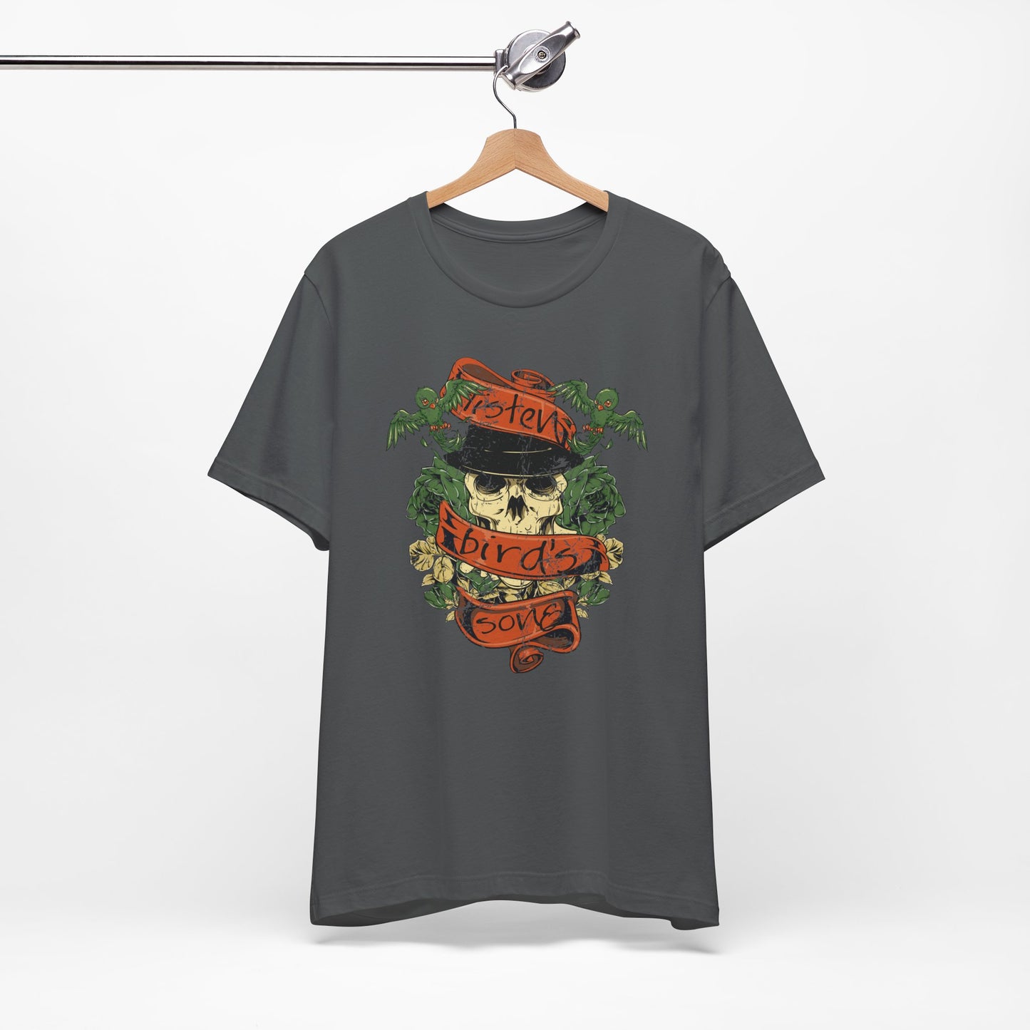 Skull Floral Tattoo Style Graphic Design Unisex Cotton T-Shirt Art-38