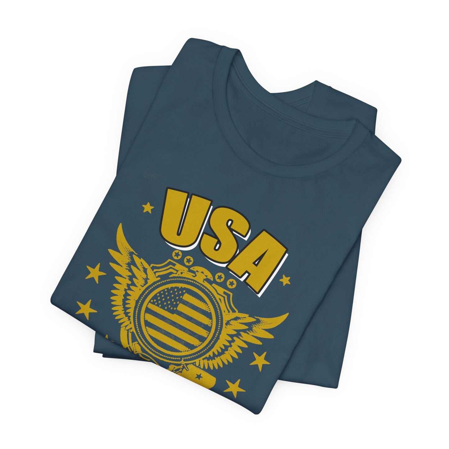 USA Veteran T-Shirt Military Emblem Winged Badge Stars Unisex Cotton v59