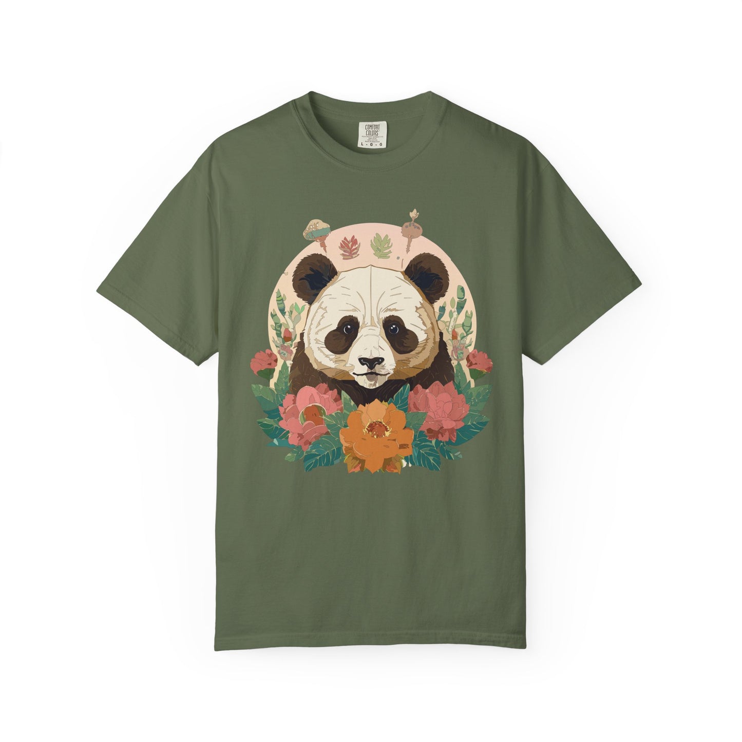 Panda Portrait T-Shirt Unisex Cotton Floral Chinese Graphic Circle Animal Art Tee p2