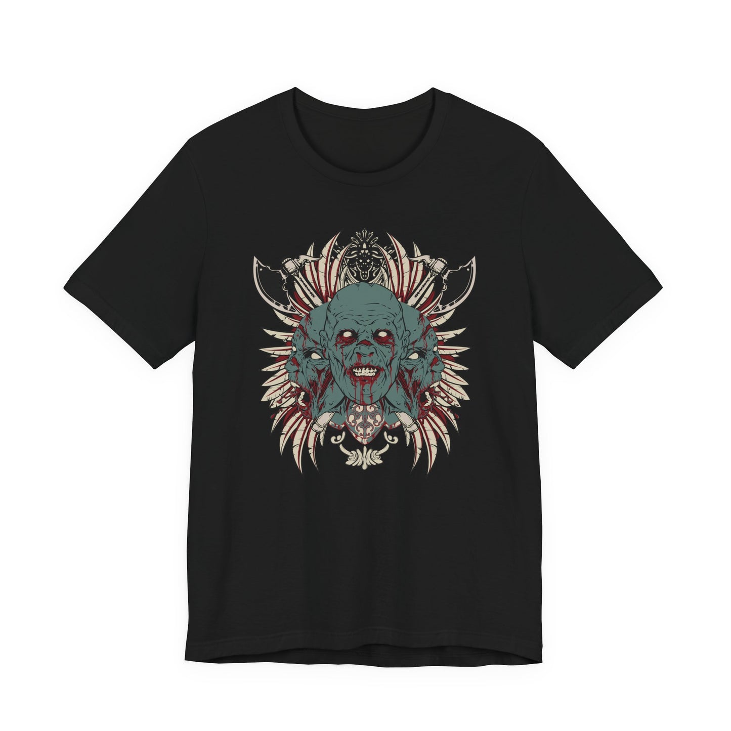 Zombie Skull Mandala T-Shirt Horror Graphic Tee, Gothic Skull Art-54-2