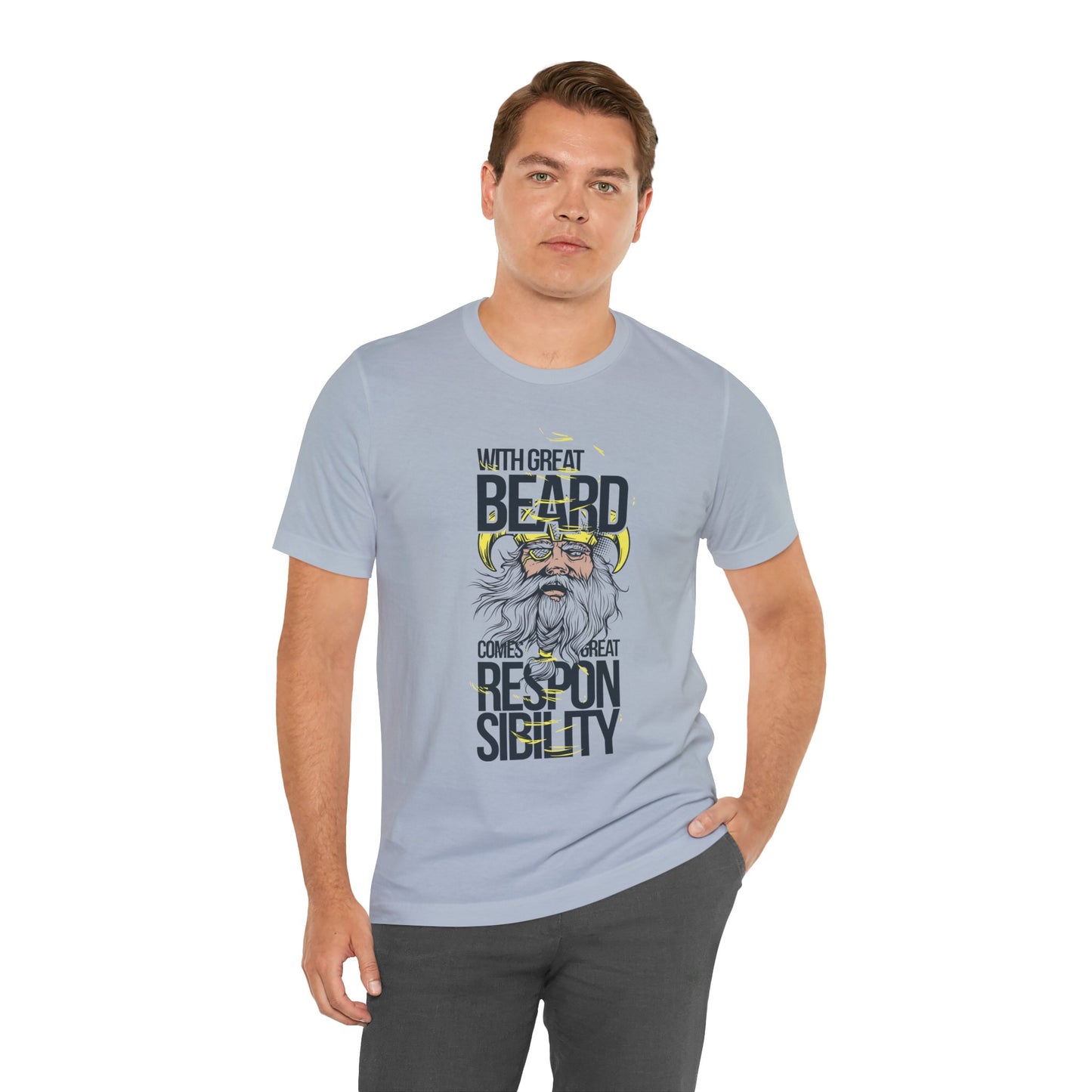 With Great Beard Comes Great Responsibility Tee Viking Beard Graphic Shirt A-2