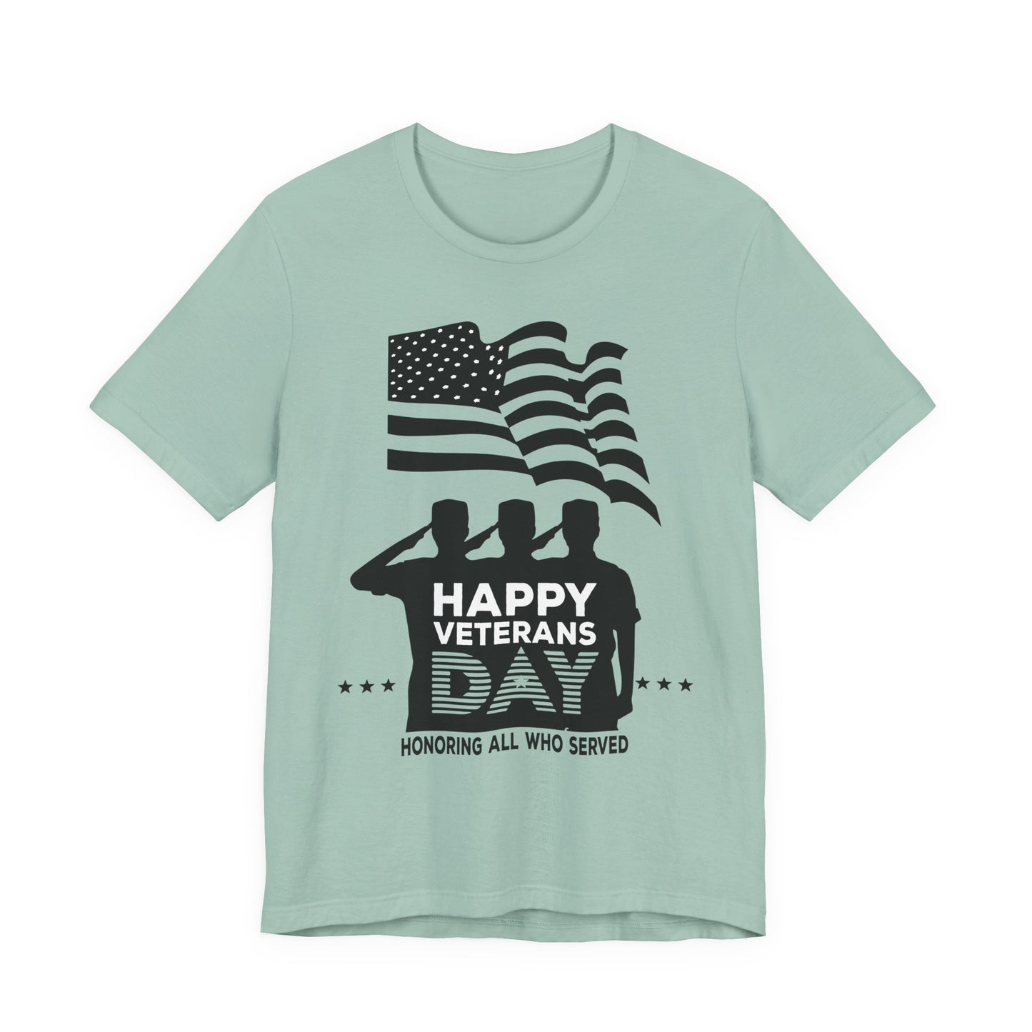 Happy Veterans Day saluting soldiers T-Shirt Patriotic American flag Unisex Cotton v51
