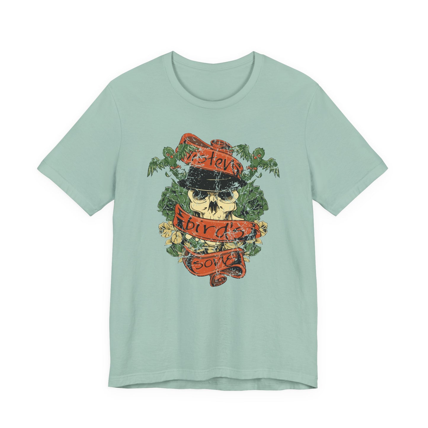 Skull Floral Tattoo Style Graphic Design Unisex Cotton T-Shirt Art-38