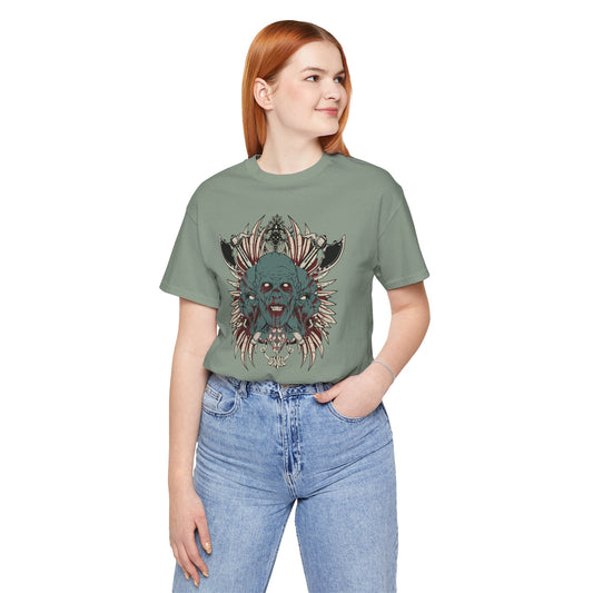 Zombie Skull Mandala T-Shirt Horror Graphic Tee, Gothic Skull Art-54-2