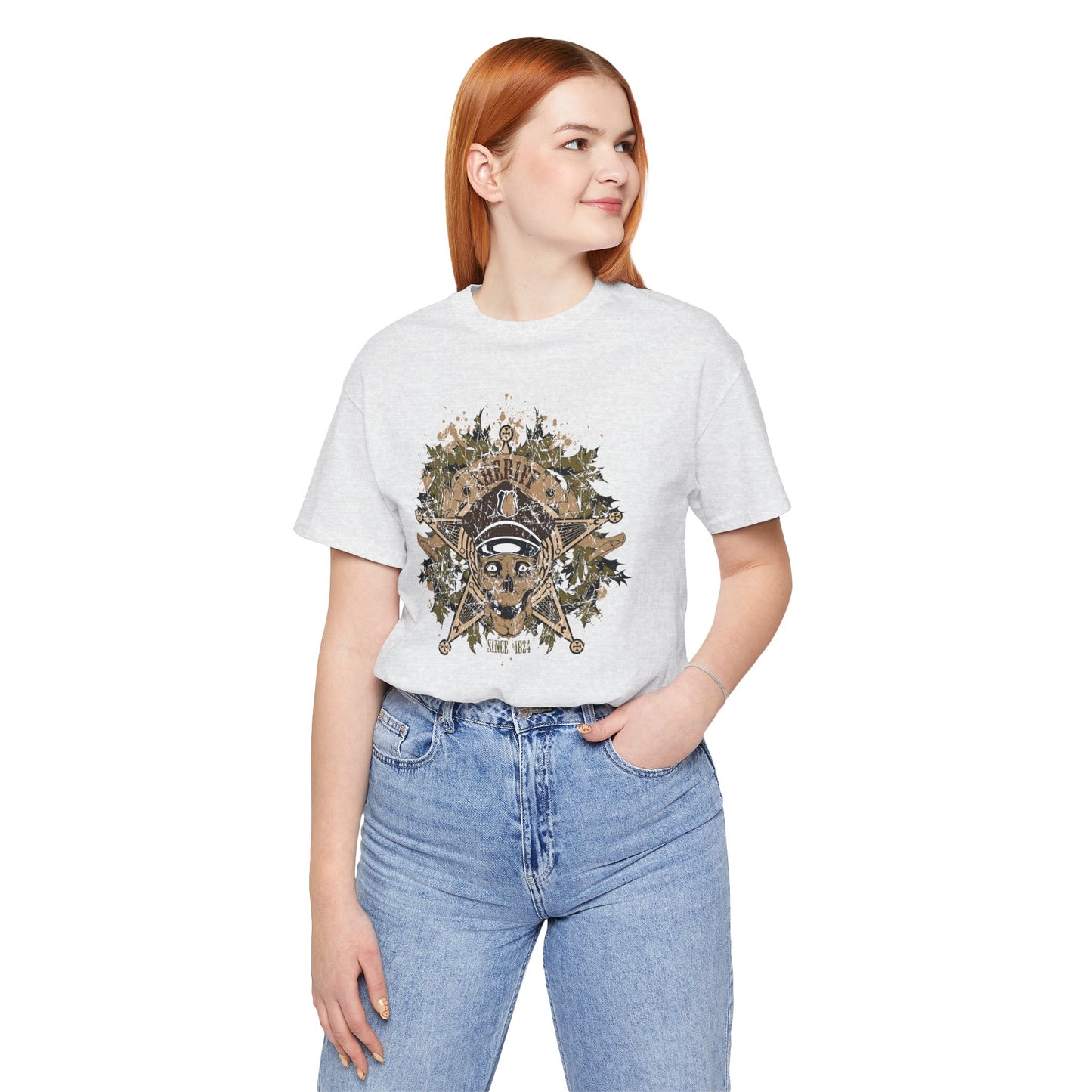 Skull Floral Emblem Graphic Unisex Cotton Tee Art-45