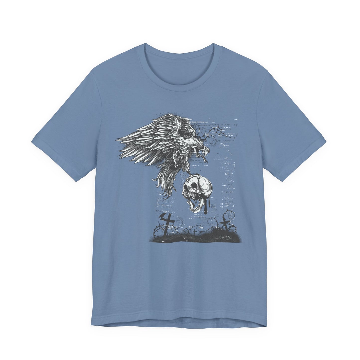Raven and Skull Illustration Graphic Unisex Cotton T-Shirt r19