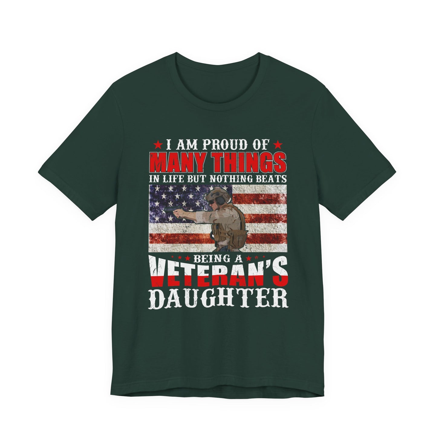 Veteran's Daughter T-Shirt American Flag Military Proud  Unisex Cotton Tee v28