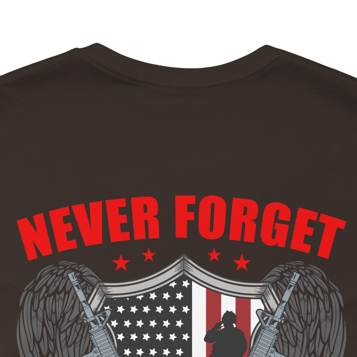 Never Forget Our Fallen Heroes T-Shirt American Flag Shield Eagles Unisex Cotton v39