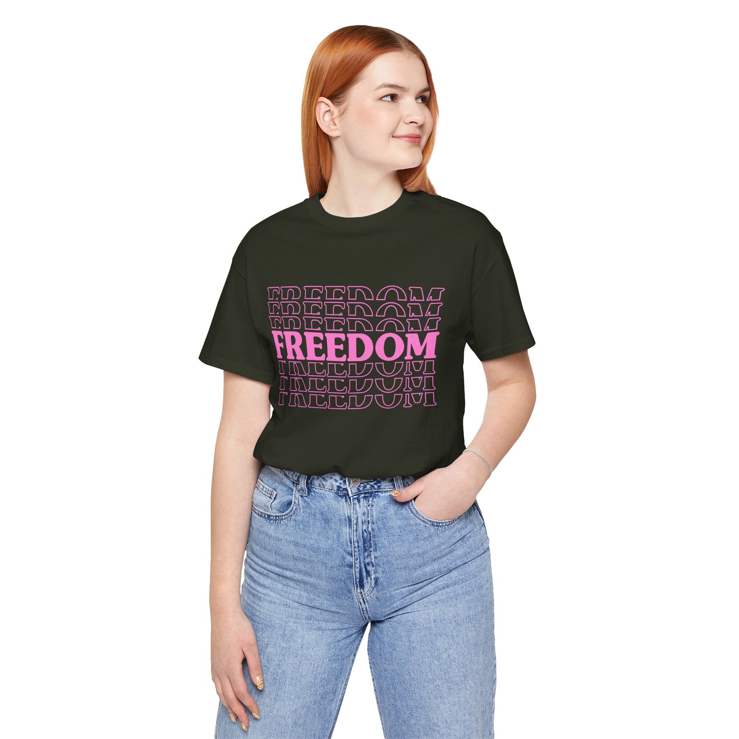 Freedom Text Graphic Unisex Cotton T-Shirt a8
