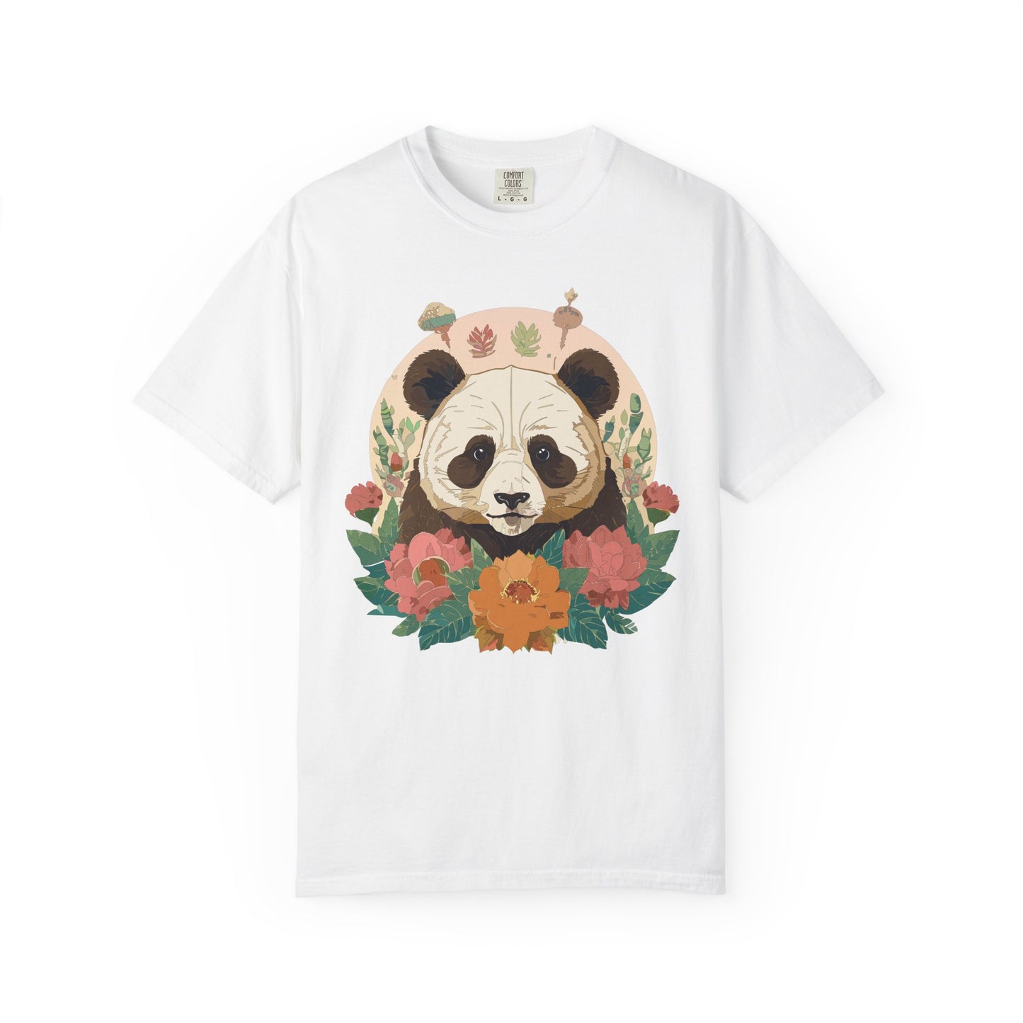 Panda Portrait T-Shirt Unisex Cotton Floral Chinese Graphic Circle Animal Art Tee p2