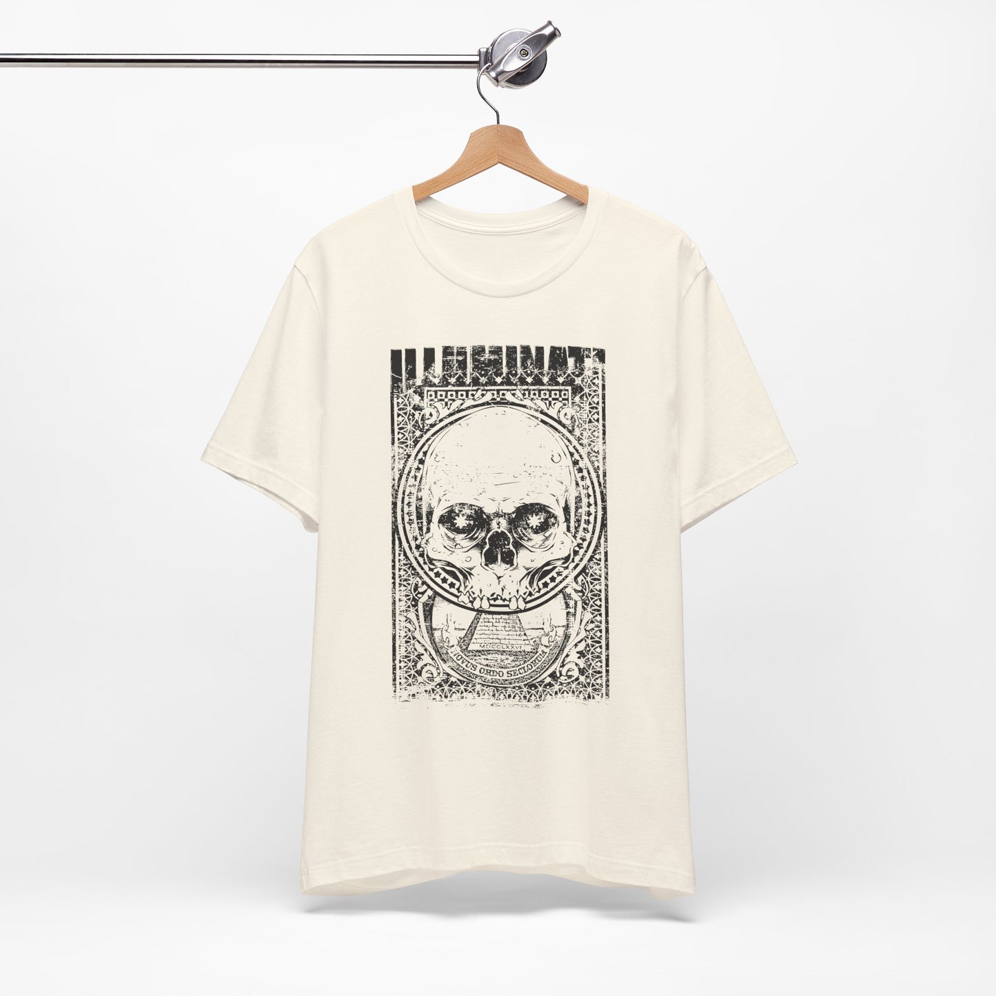 Skull Circle Graphic T-Shirt Vintage Etching Illustration Art Design Tee A-9