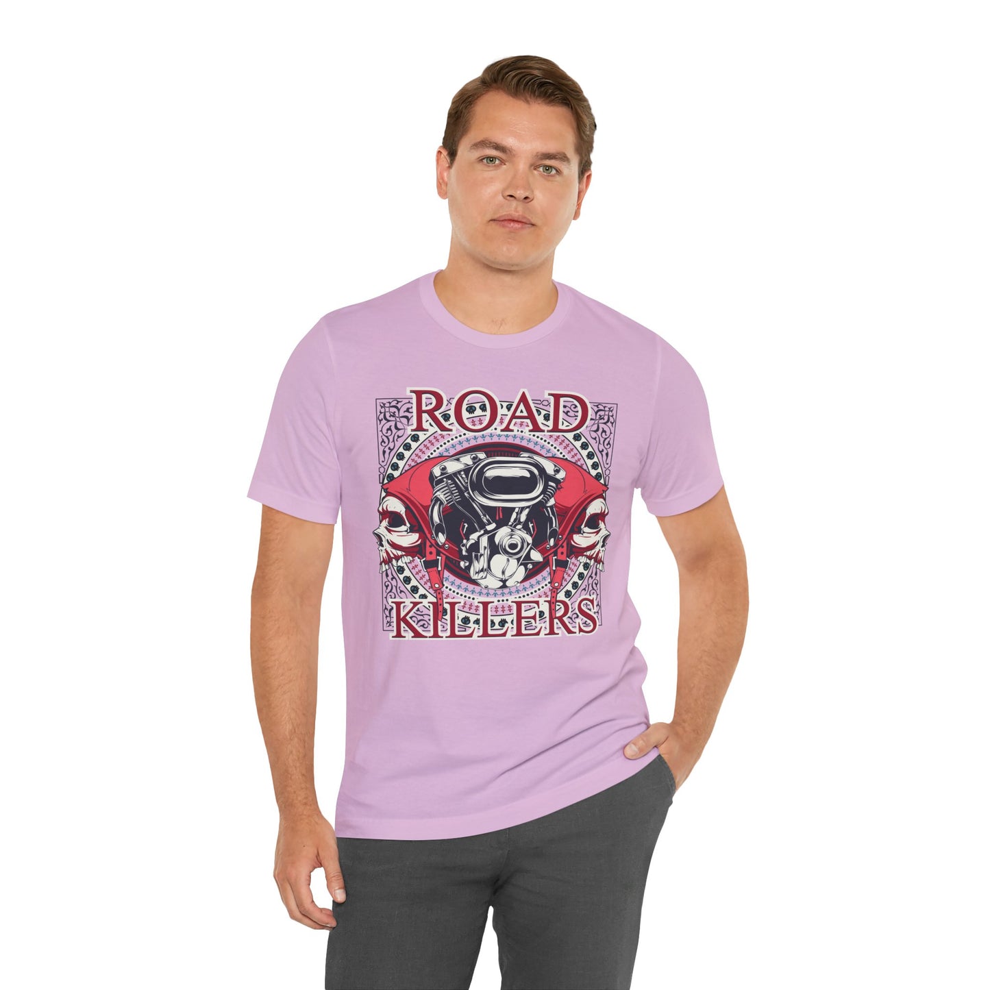 Dark Road Motorcycle Helmet Skull Tee Biker graphic t-shirt G-1