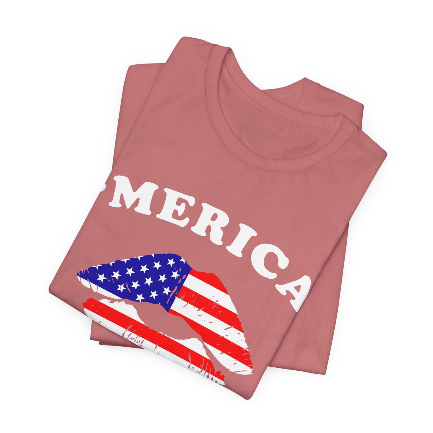 American Flag Lip Graphic Unisex Cotton T-Shirt a9