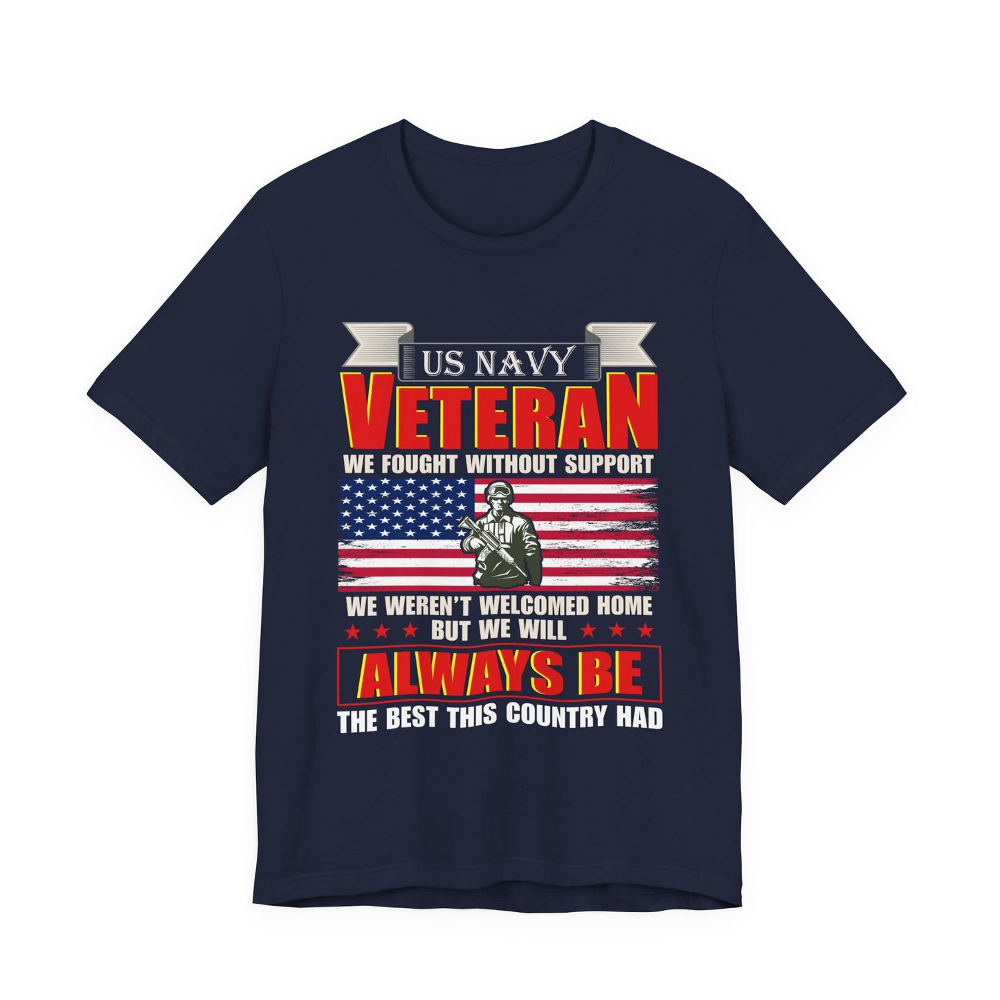 US Navy Veteran T-Shirt American Flag Soldier Graphic Patriotic Military Unisex Cotton v42