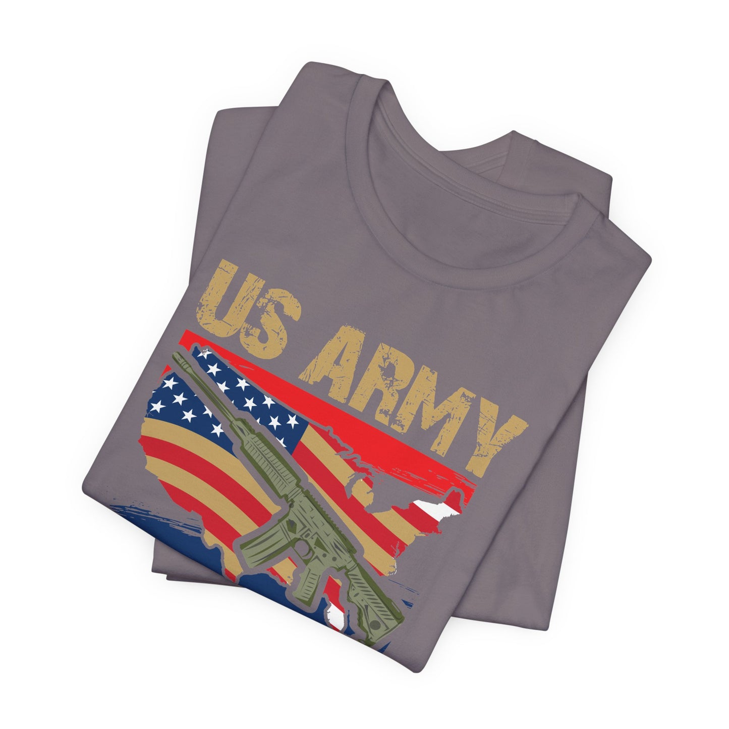 US Army Proud Veteran T-Shirt American Flag Rifle Military Unisex Cotton Tee v17