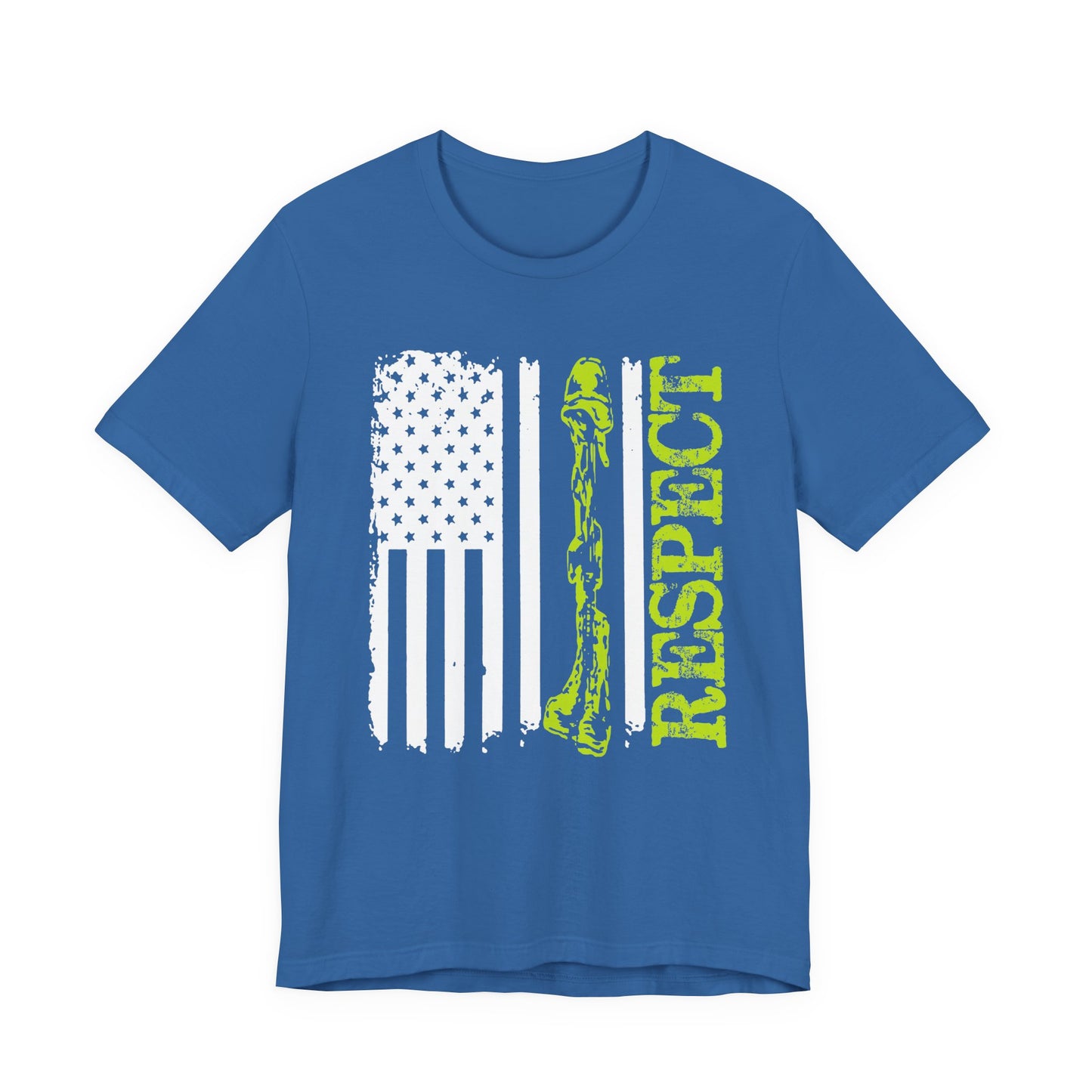 Respect Flag Rifle T-Shirt American Flag, Rifle Silhouette Military Tribute Unisex Cotton v57