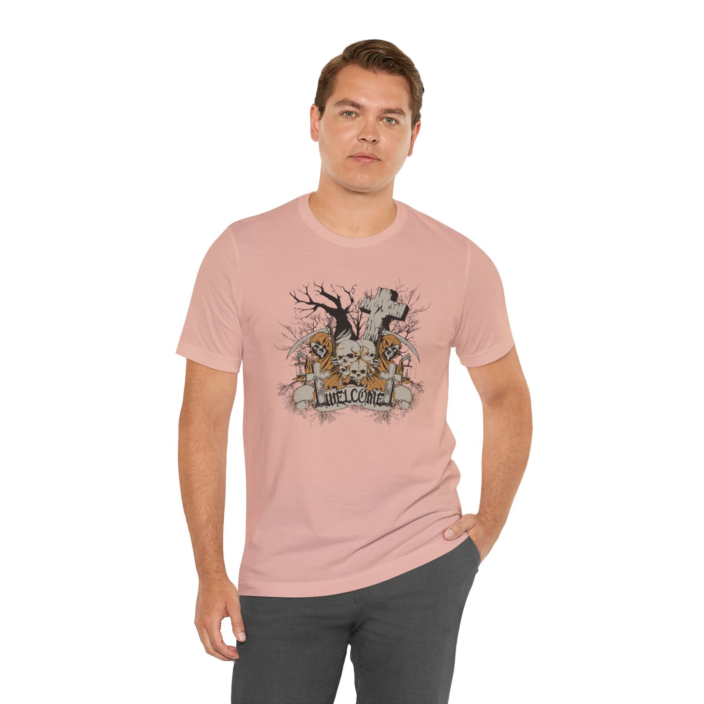 Skull Halloween Graphic Design Unisex Cotton T-Shirt Art-50