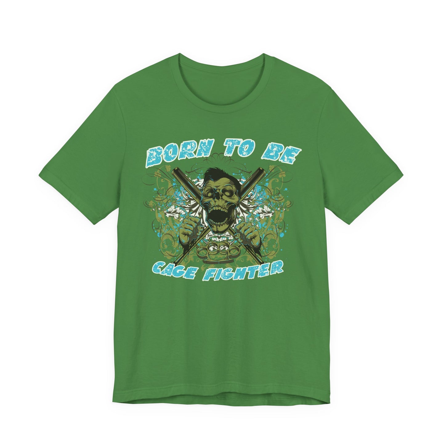 Born To Be Cage Fighter Tee Skull Crossed Knives Graphic T-Shirt