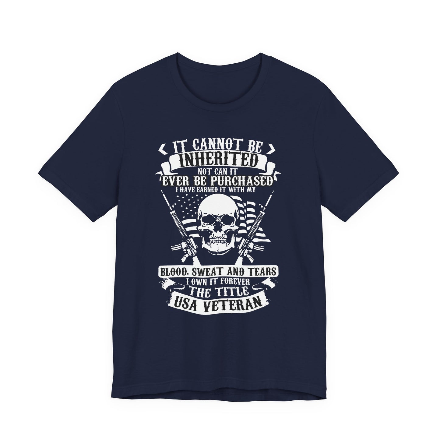 USA Veteran skull flag crossed rifles T-Shirt Military pride Unisex Cotton tee v54
