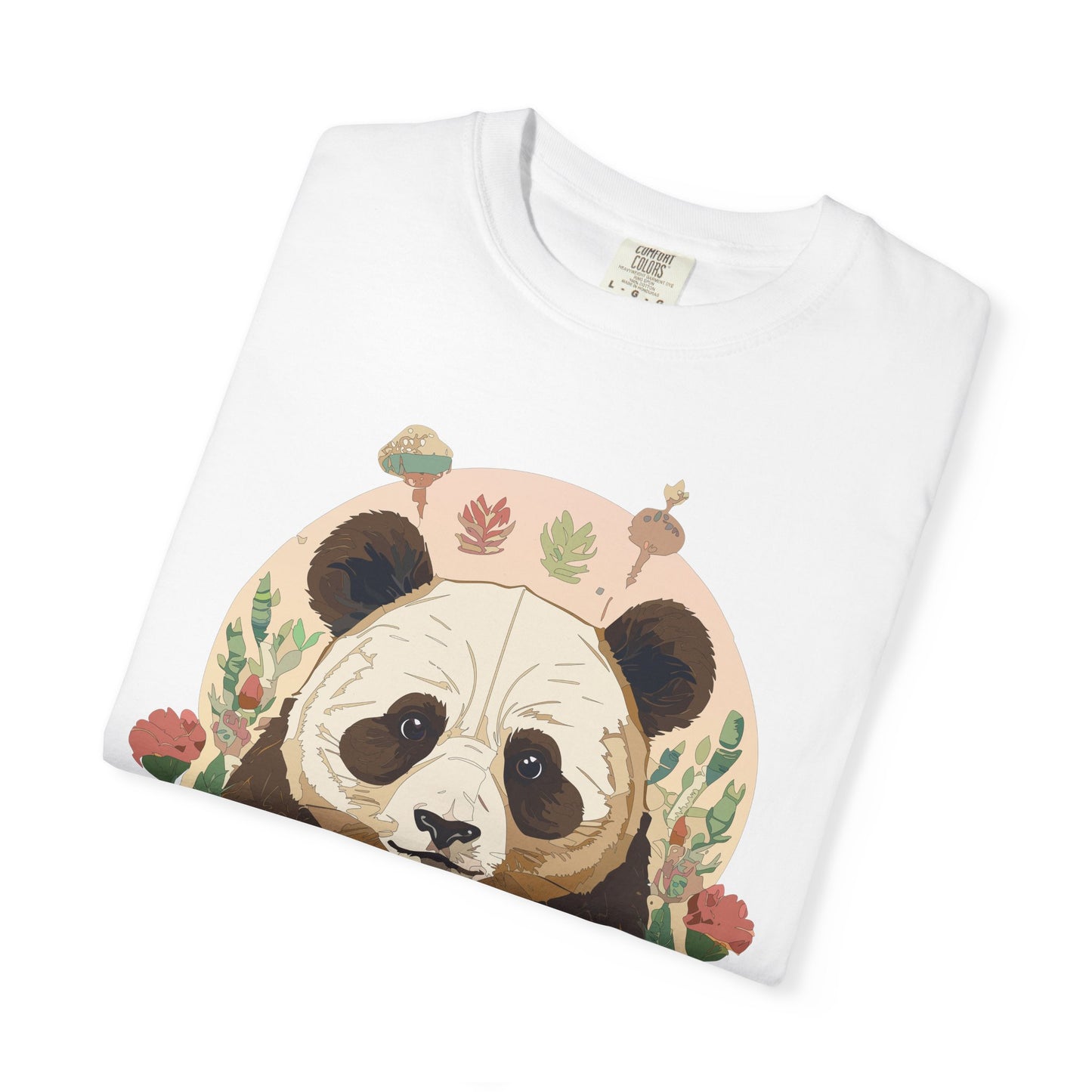 Panda Portrait T-Shirt Unisex Cotton Floral Chinese Graphic Circle Animal Art Tee p2