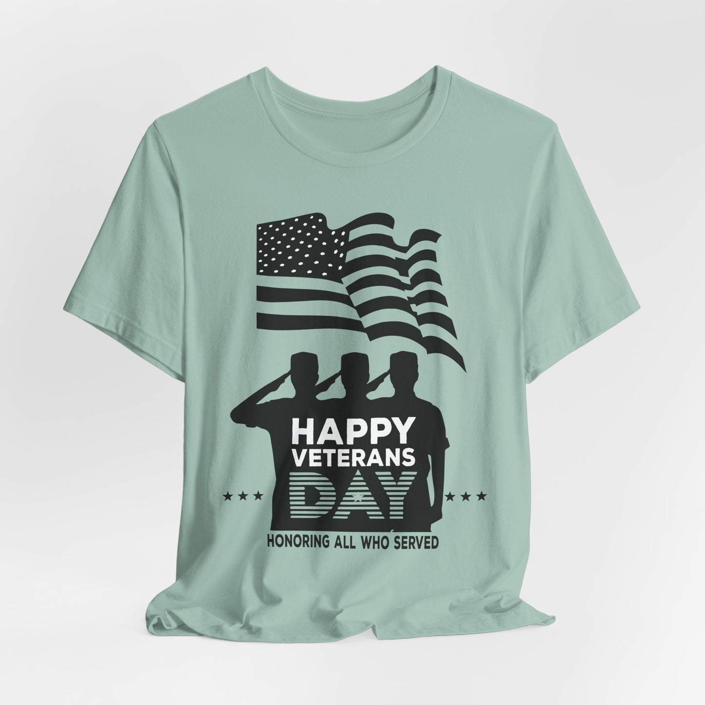 Happy Veterans Day saluting soldiers T-Shirt Patriotic American flag Unisex Cotton v51