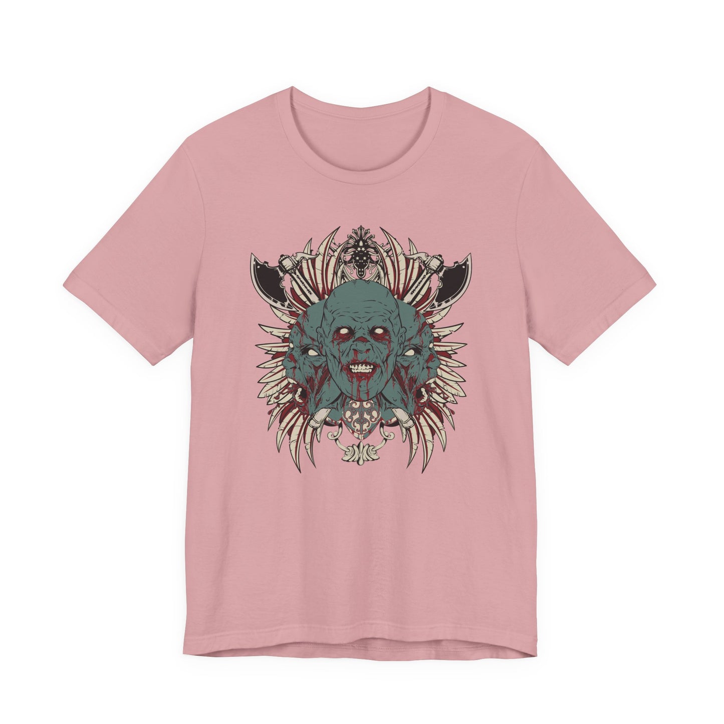 Zombie Skull Mandala T-Shirt Horror Graphic Tee, Gothic Skull Art-54-2