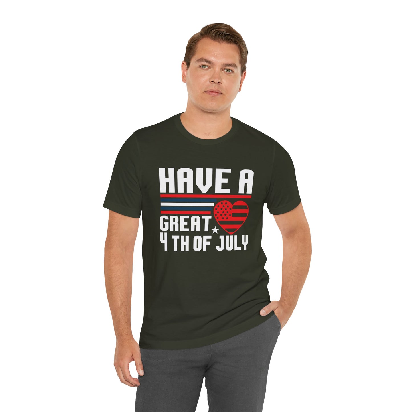 4th of July American Flag Graphic Unisex Cotton T-Shirt 020