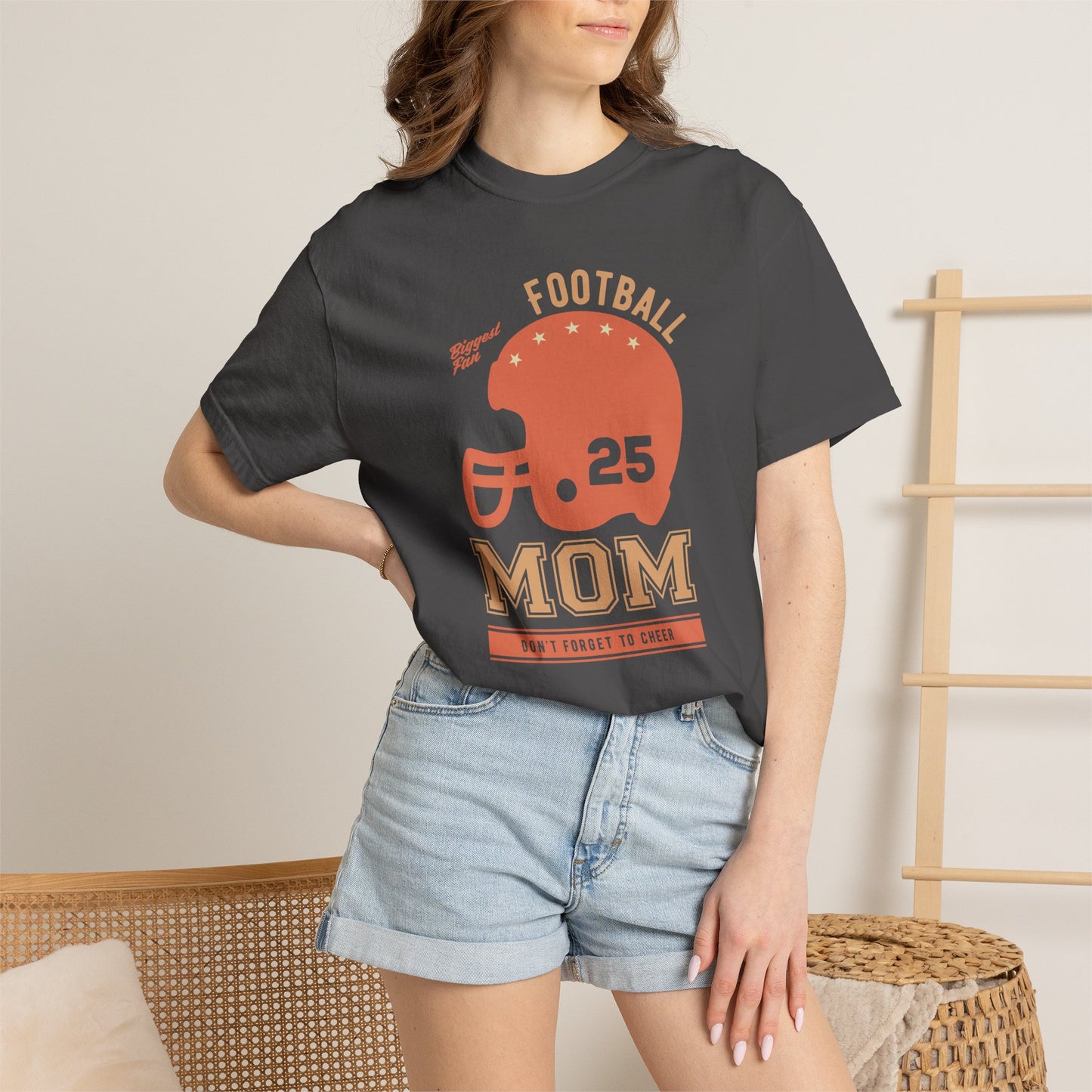 Football Mom T-shirt Mother's Day Mama Tee Unisex Comfort Colors Garment-Dyed Cotton h43