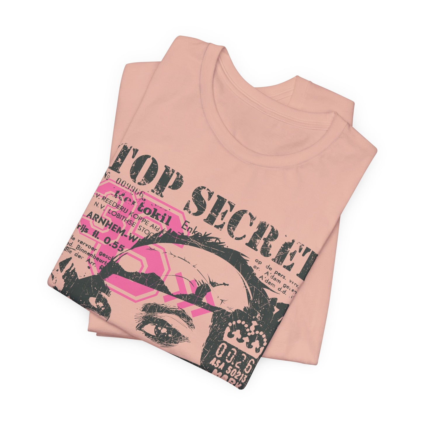 Top Secret Skull Face Tee Grunge Graphic T-Shirt Retro Collage A-6