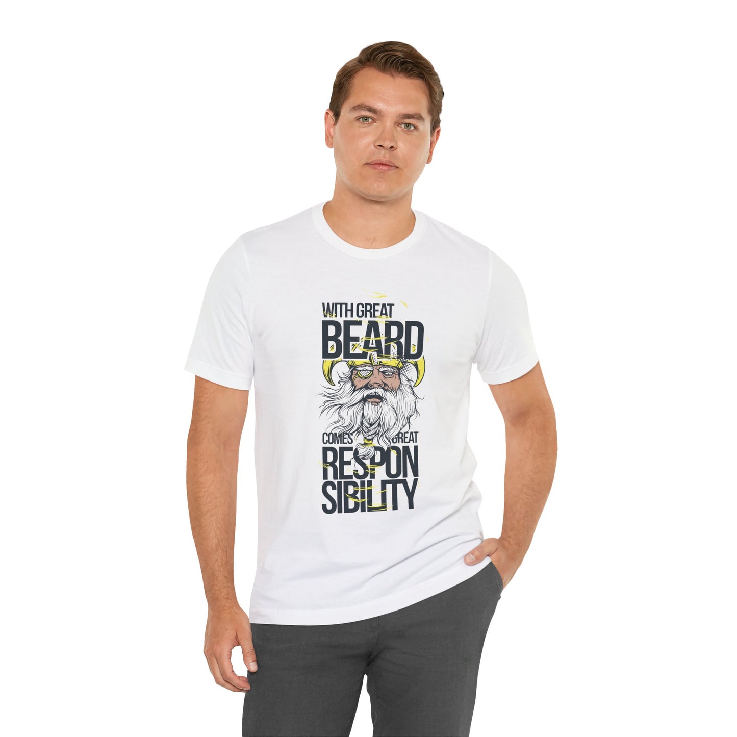 With Great Beard Comes Great Responsibility Tee Viking Beard Graphic Shirt A-2