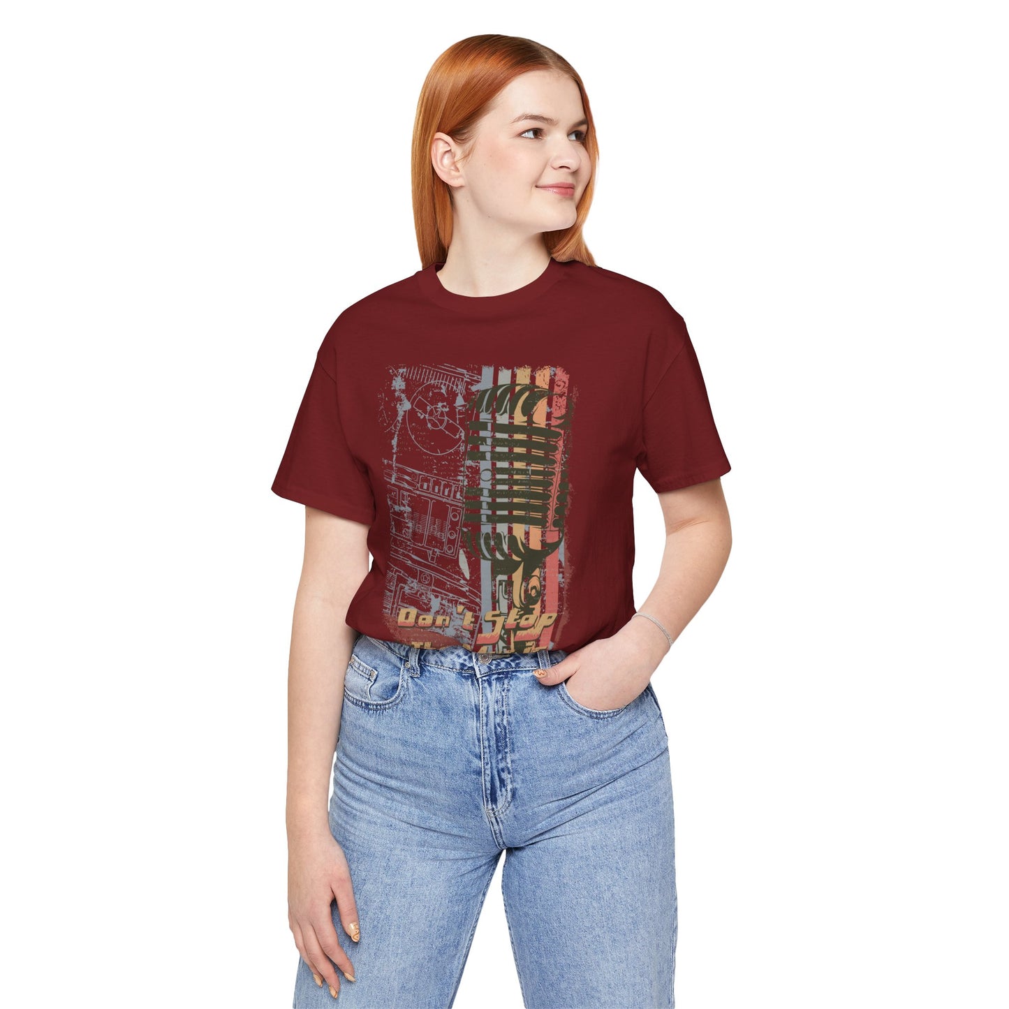 Retro Microphone Graphic Unisex Cotton T-Shirt r9