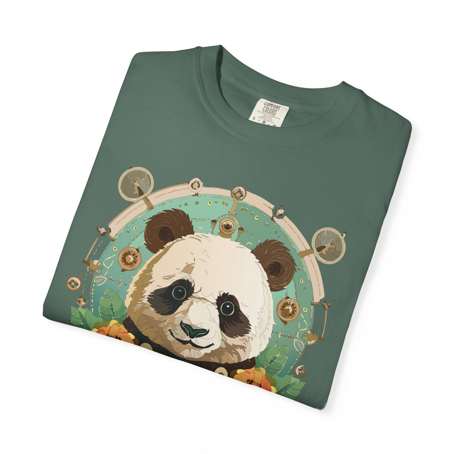 Panda Portrait T-Shirt Unisex Cotton Floral Chinese Graphic Circle Animal Art Tee p3