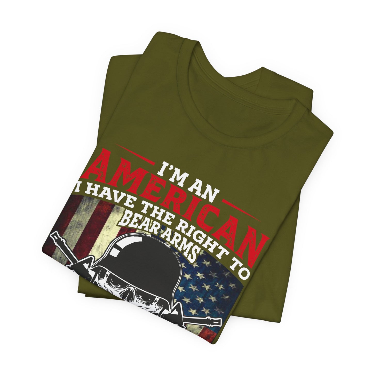 American Skull with Guns T-Shirt 2nd Amendment Flag Unisex Cotton Tee v29