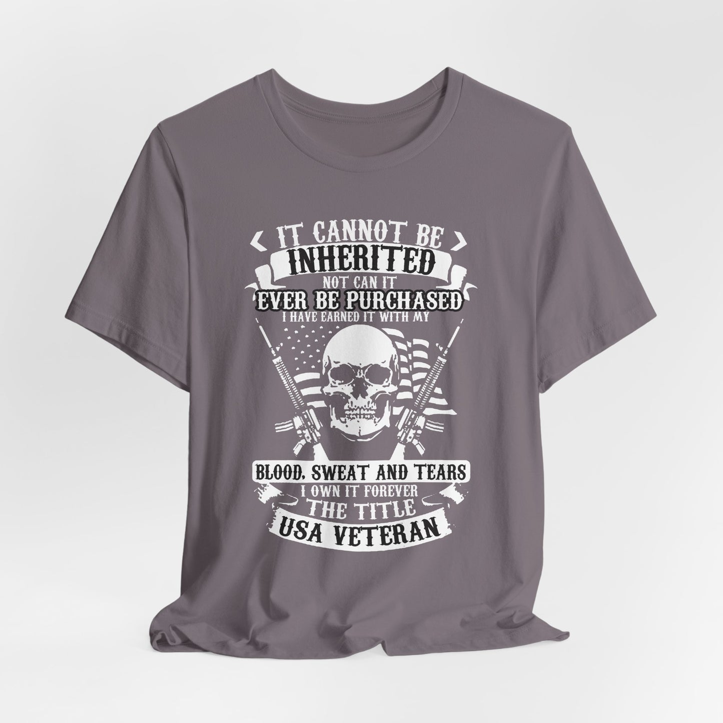 USA Veteran skull flag crossed rifles T-Shirt Military pride Unisex Cotton tee v54