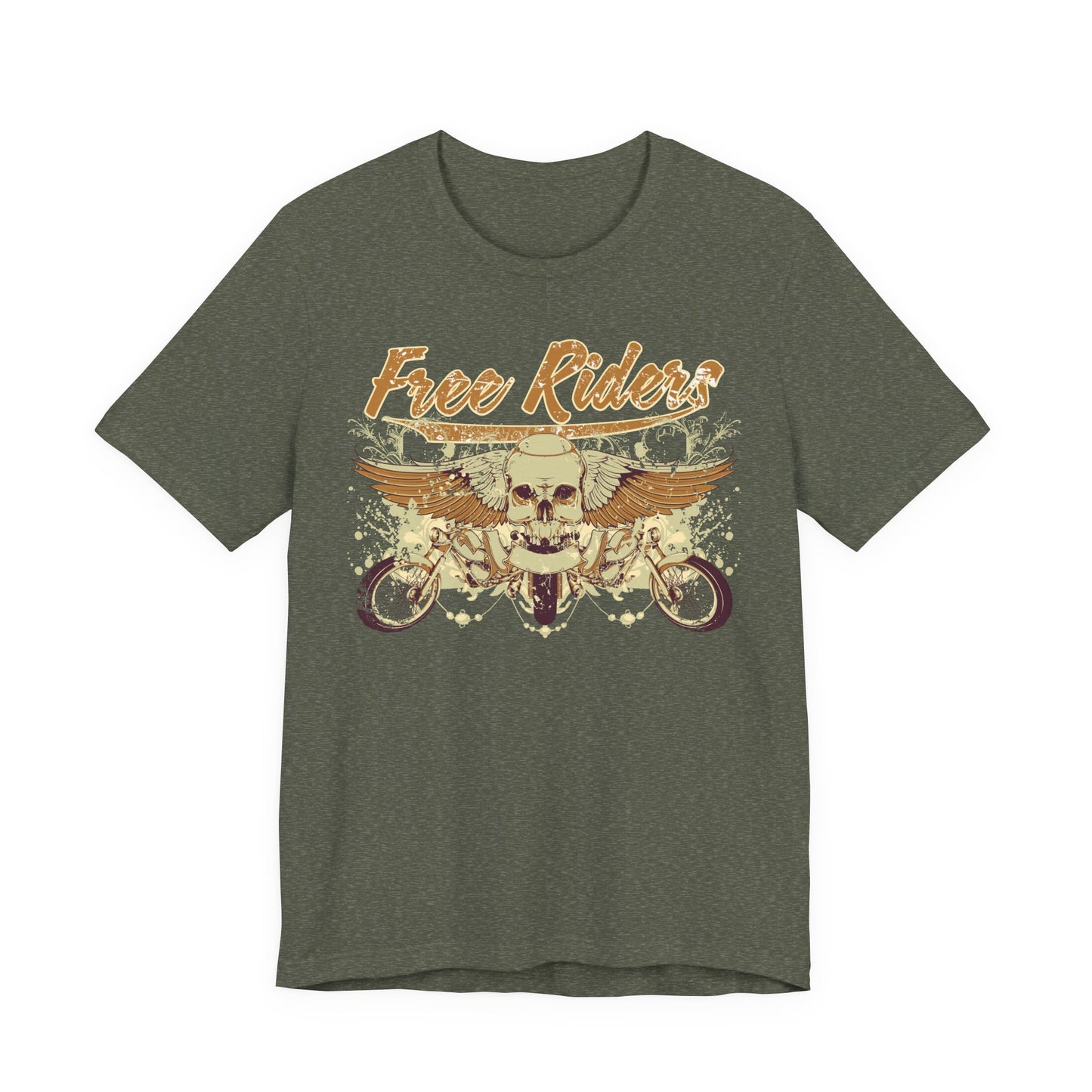 Free Riders Skull Motorcycle Tee Biker Graphic Art Design T-Shirt A-1