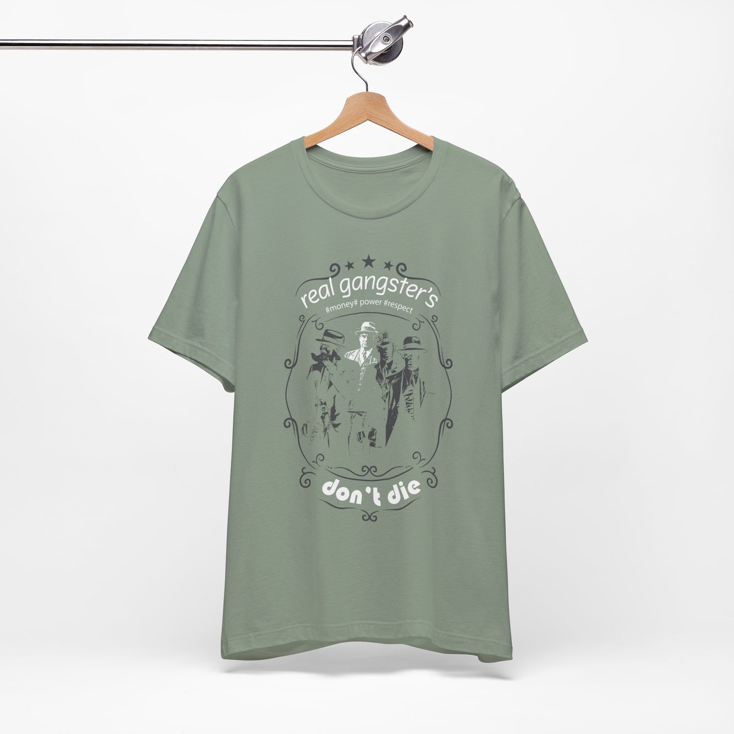 Real Gangsters Don't Die T-Shirt Vintage Outlaw Illustration Retro Biker Tee A-3