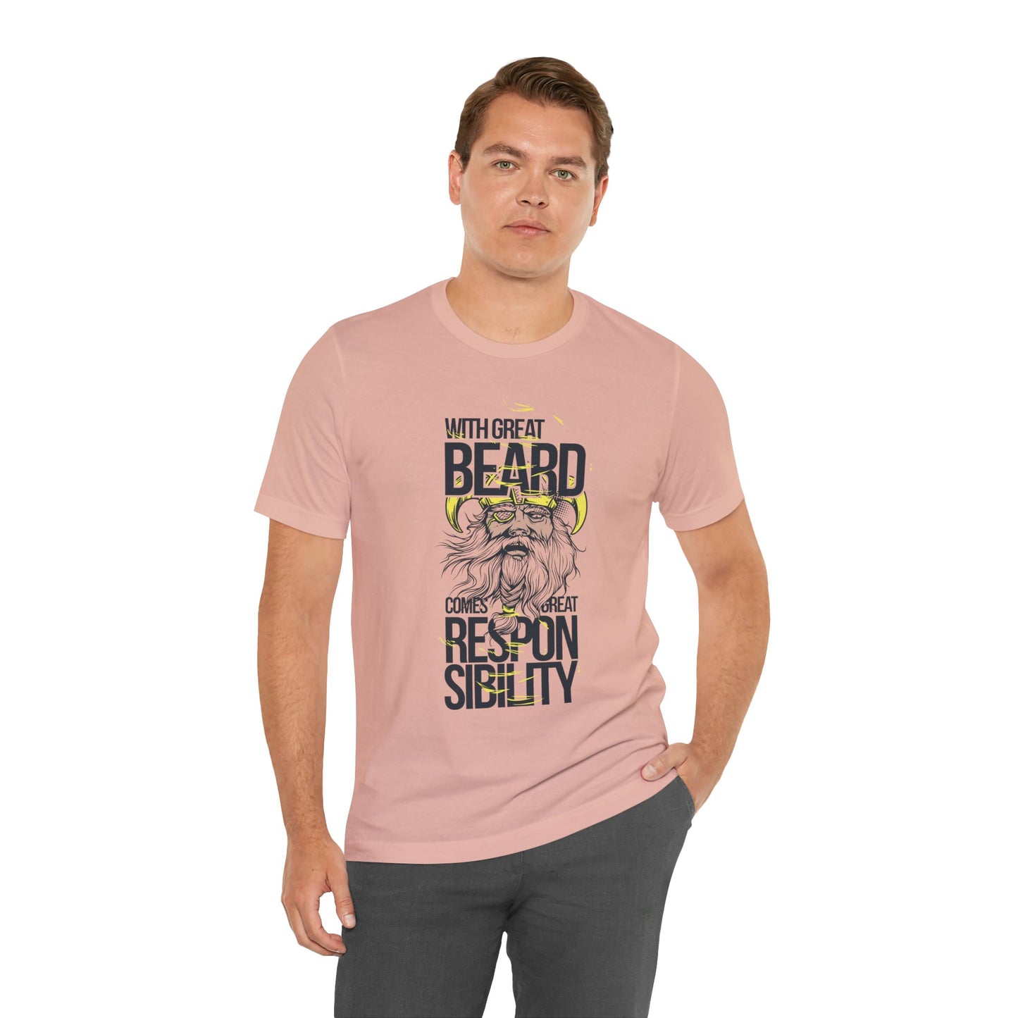 With Great Beard Comes Great Responsibility Tee Viking Beard Graphic Shirt A-2