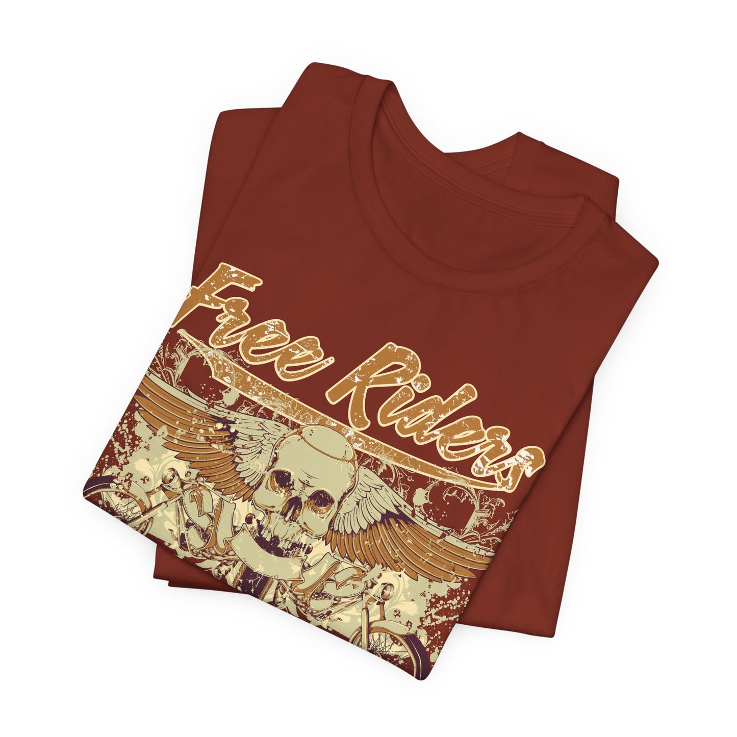 Free Riders Skull Motorcycle Tee Biker Graphic Art Design T-Shirt A-1