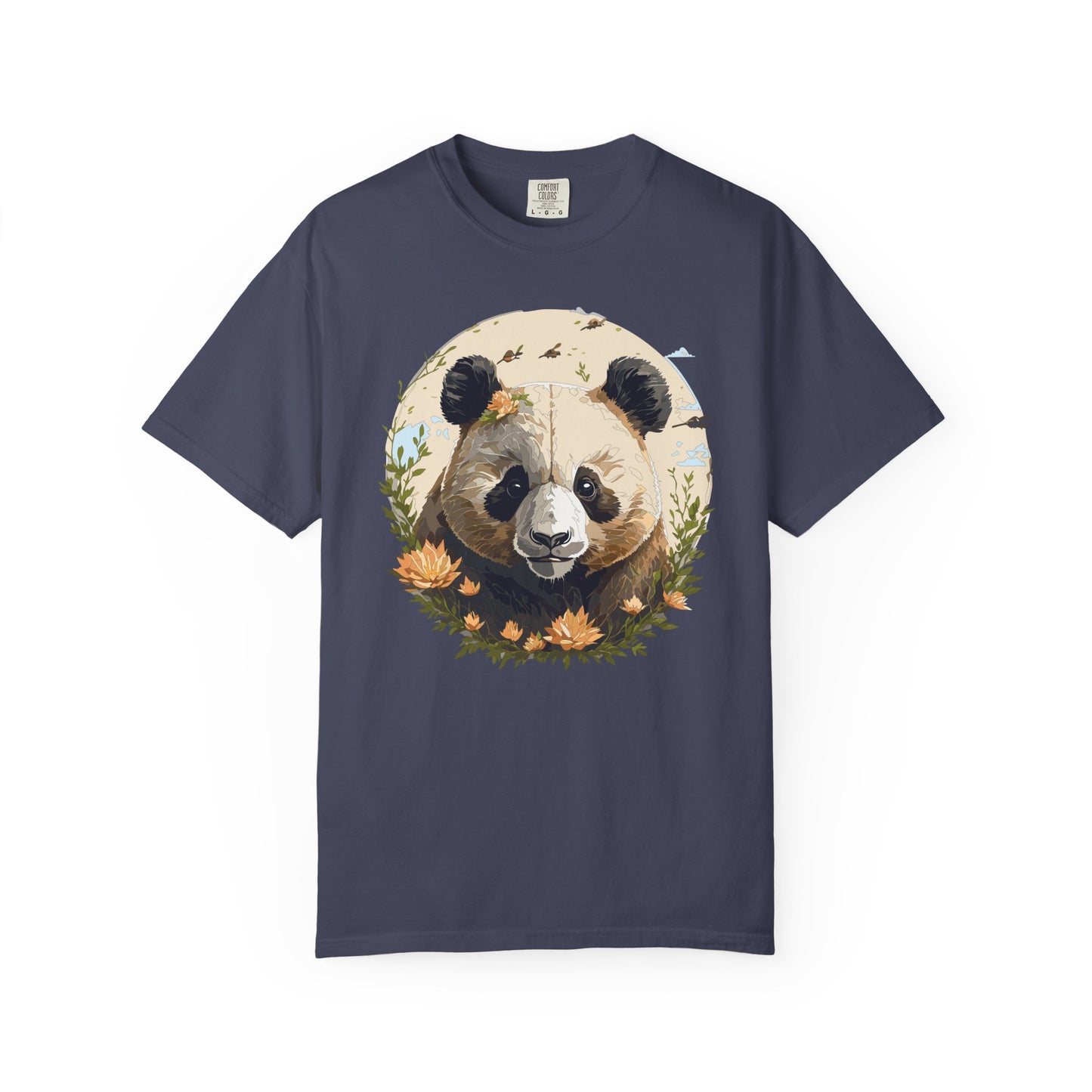 Panda Portrait T-Shirt Unisex Cotton Floral Meadow Circle Animal Art Tee p9