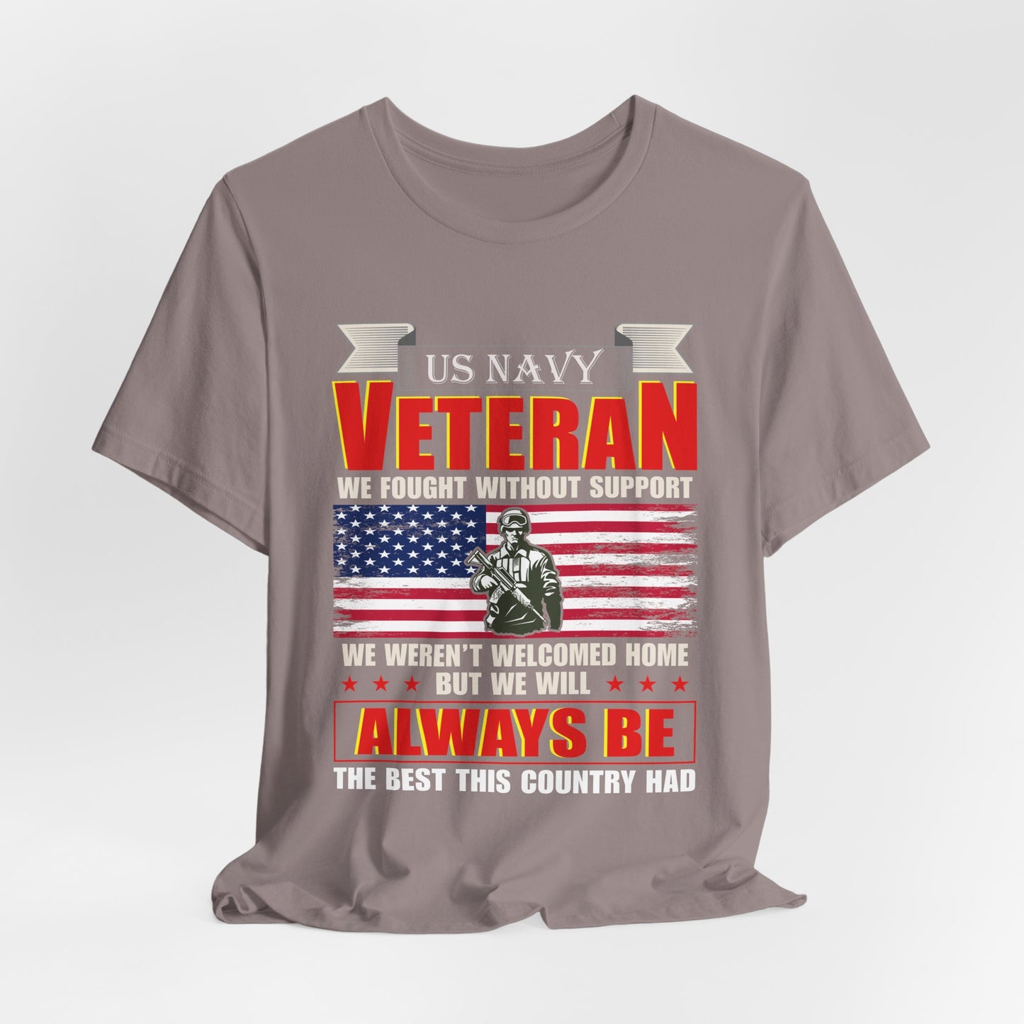 US Navy Veteran T-Shirt American Flag Soldier Graphic Patriotic Military Unisex Cotton v42