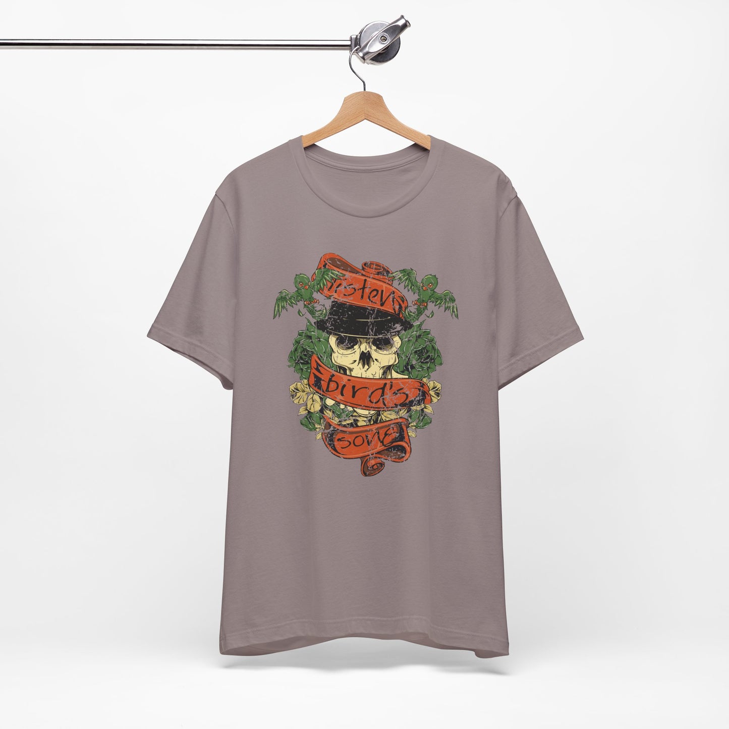 Skull Floral Tattoo Style Graphic Design Unisex Cotton T-Shirt Art-38