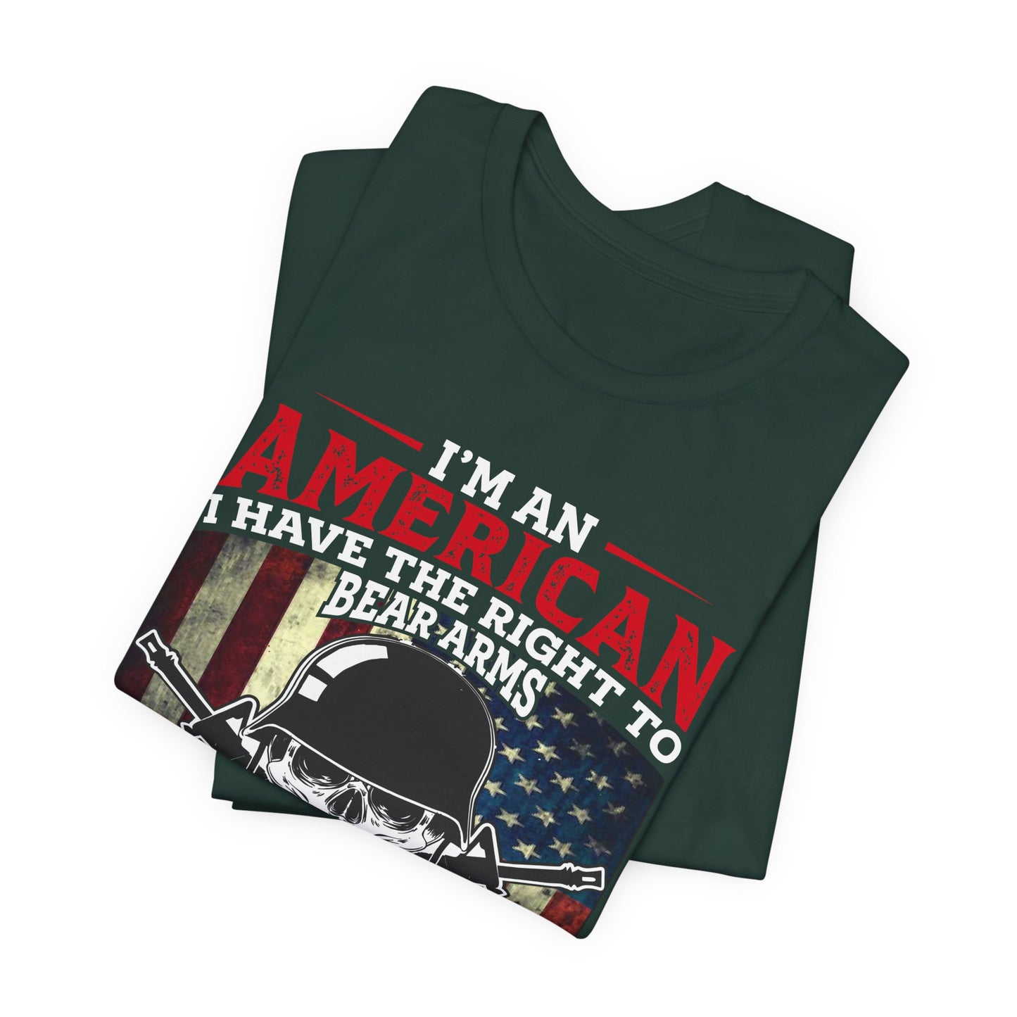 American Skull with Guns T-Shirt 2nd Amendment Flag Unisex Cotton Tee v29