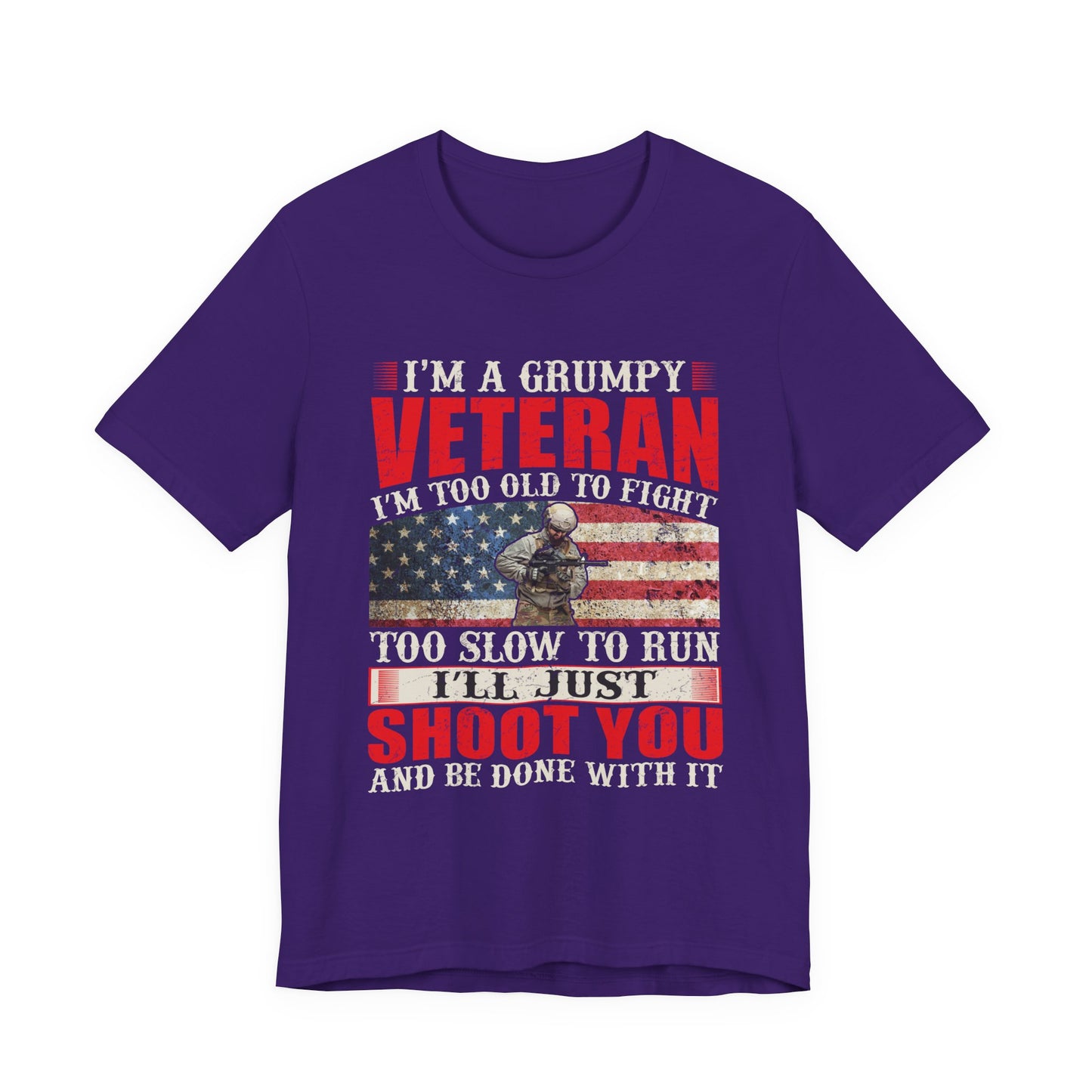Grumpy Veteran Flag graphic Tee Veteran Patriotic Unisex Cotton Shirt v38