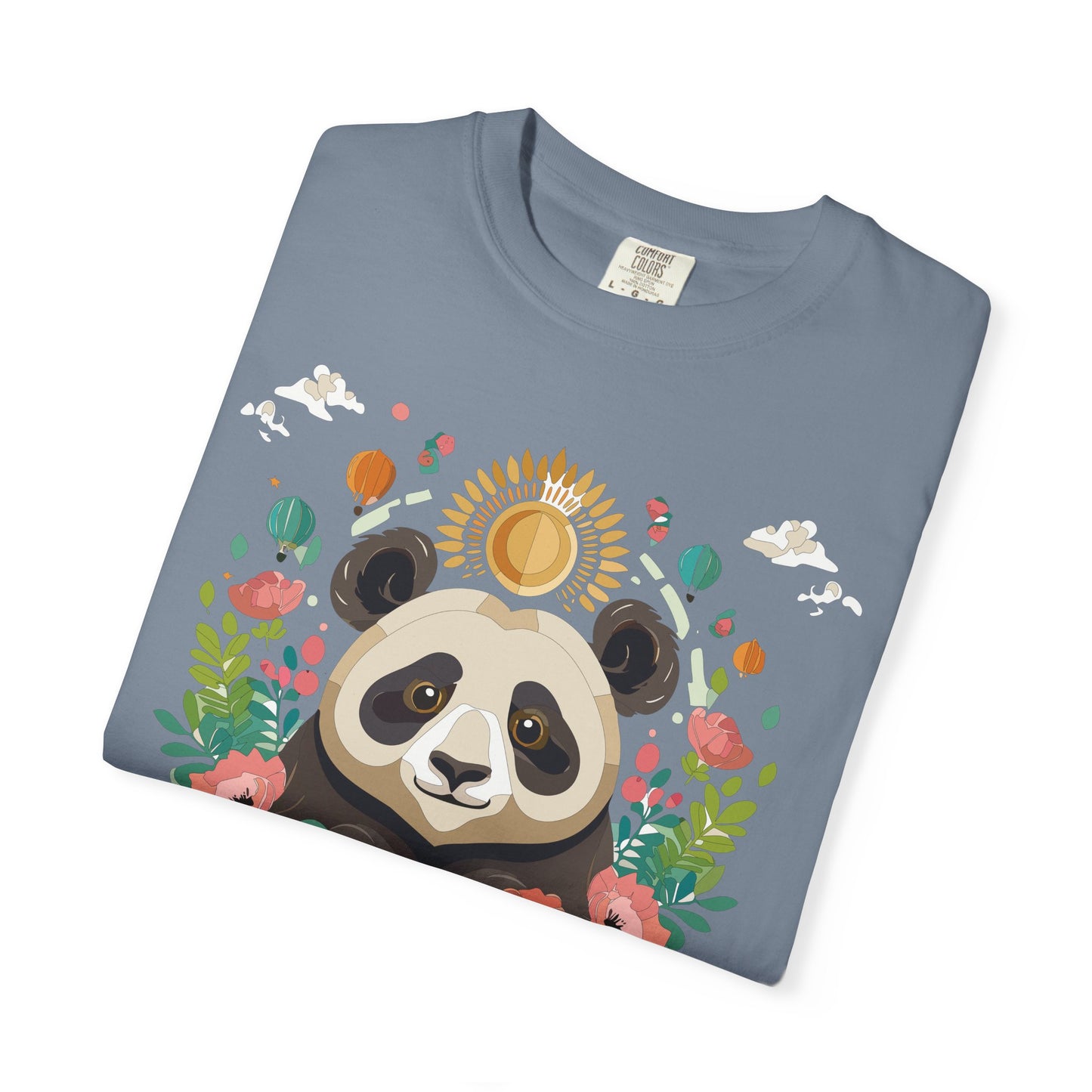 Panda Portrait T-Shirt Unisex Cotton Floral Chinese Graphic Circle Animal Art Tee p4
