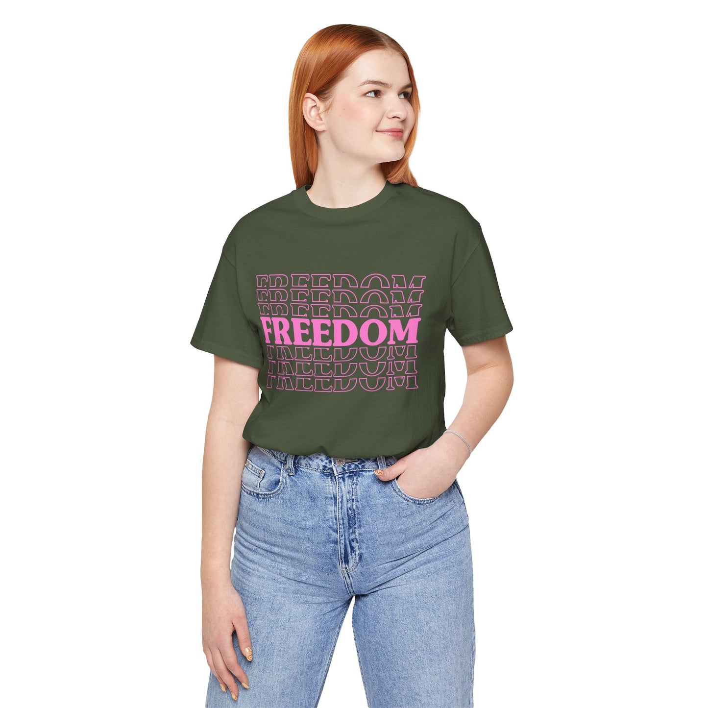 Freedom Text Graphic Unisex Cotton T-Shirt a8