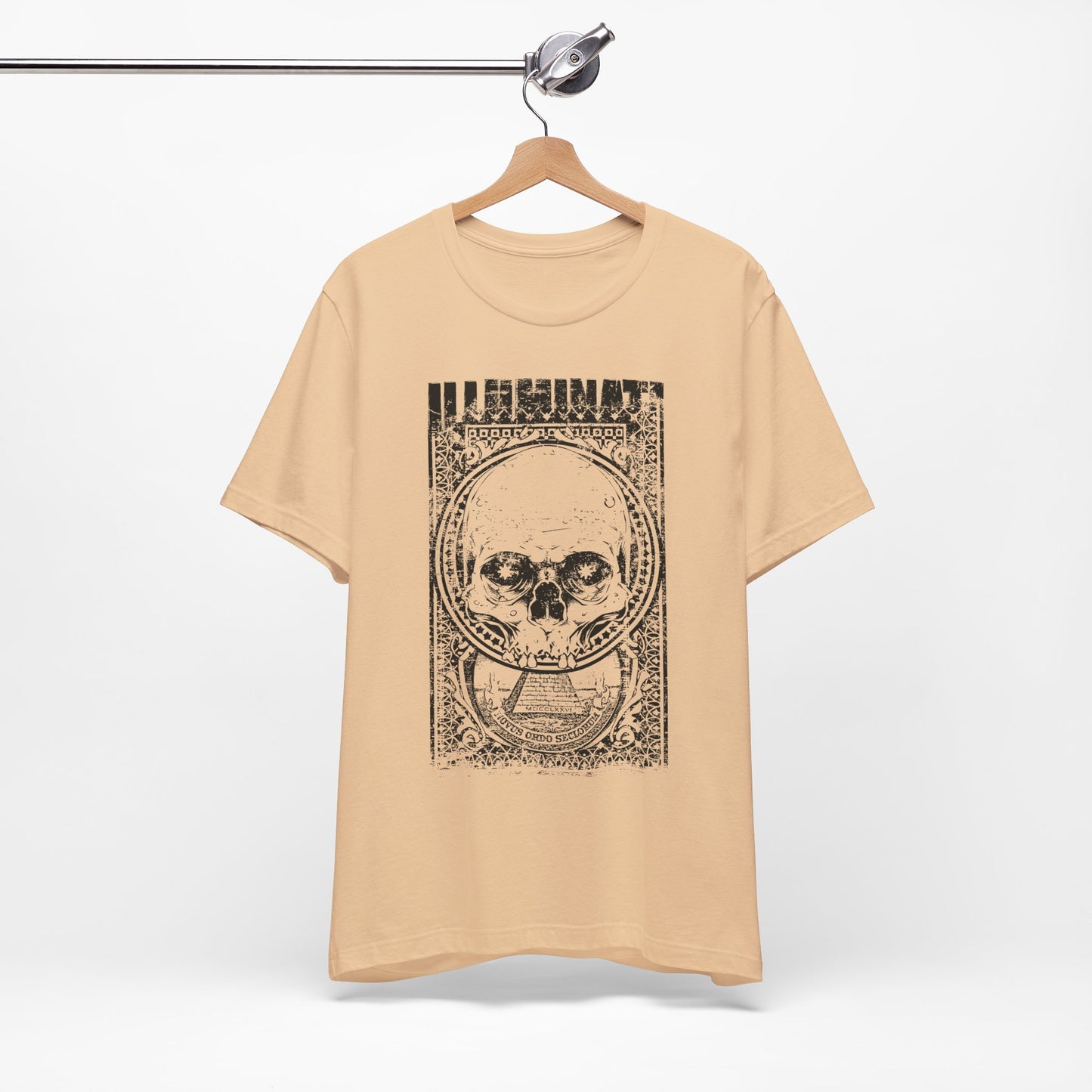 Skull Circle Graphic T-Shirt Vintage Etching Illustration Art Design Tee A-9
